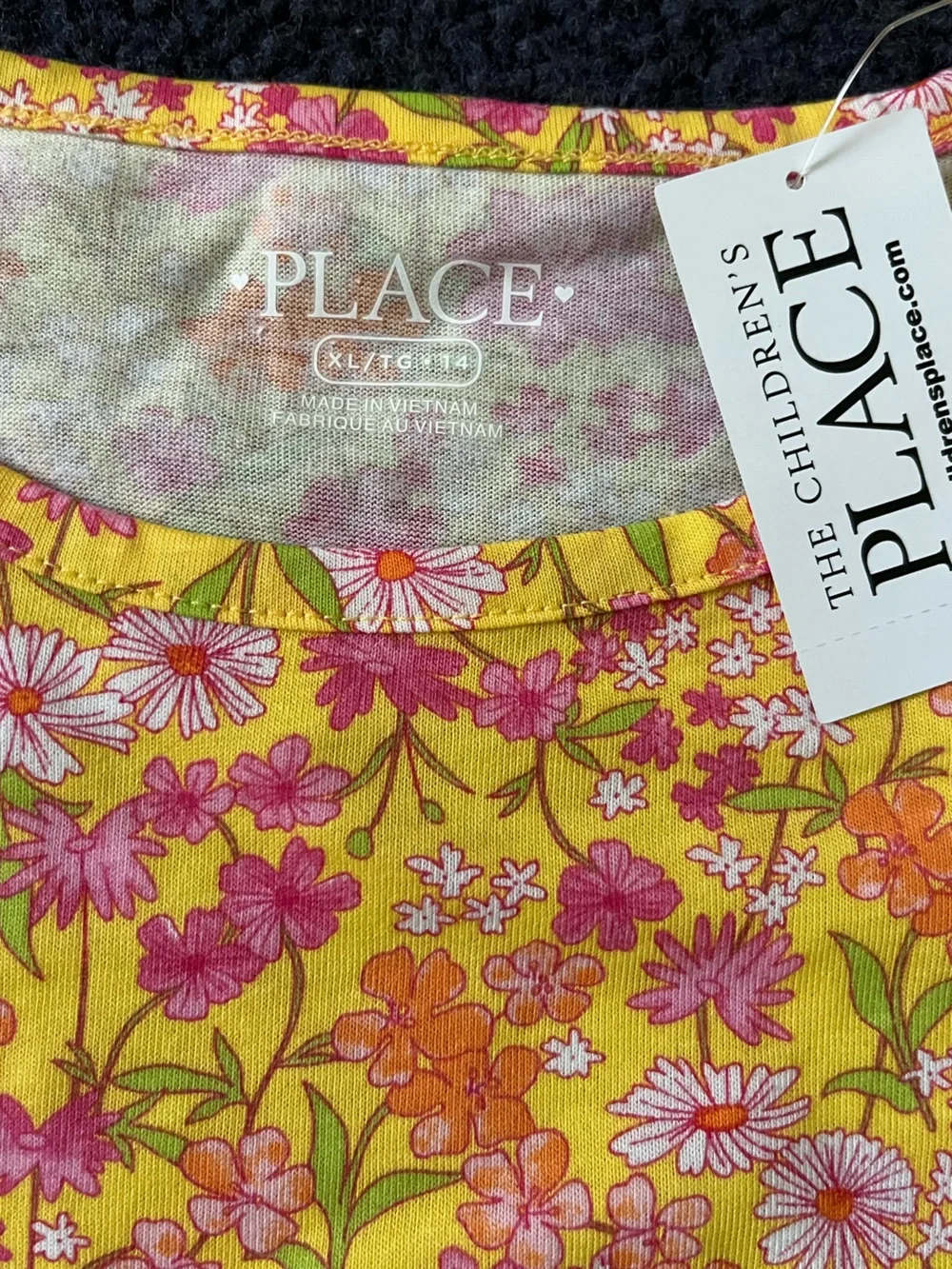 The Children's Place Yellow Floral Dress with Pink & Orange Blooms